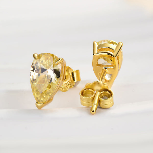 Louily Yellow Stone Classic Pear Cut Earring