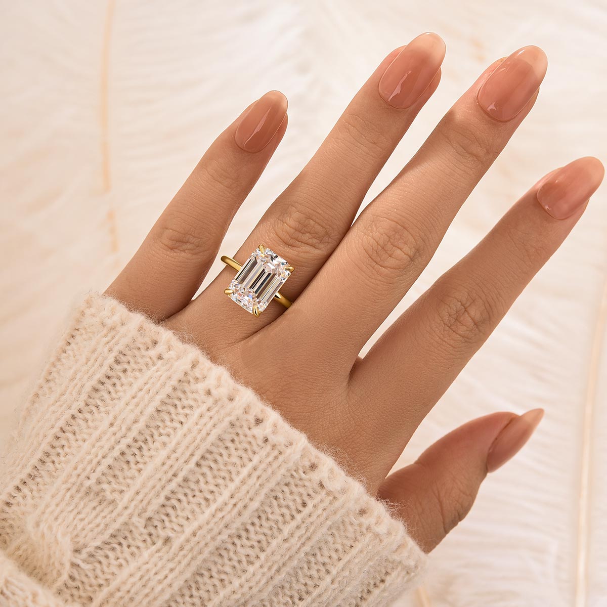 5.0 Carat Yellow Gold Emerald Cut Solitaire Engagement Ring