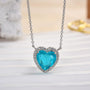 Louily Halo Heart Cut Aquamarine Blue Necklace For Women In Sterling Silver - louilyjewelry