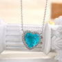 Louily Halo Heart Cut Aquamarine Blue Necklace For Women In Sterling Silver - louilyjewelry