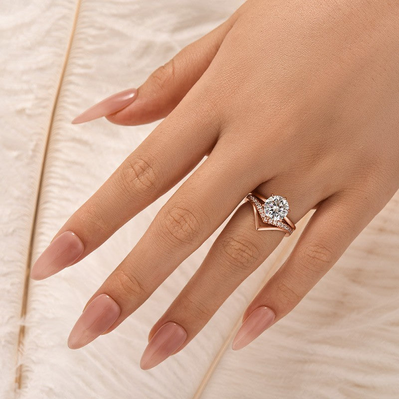 2.0Ct Round Cut Wedding Ring Set With Curved Wedding Band