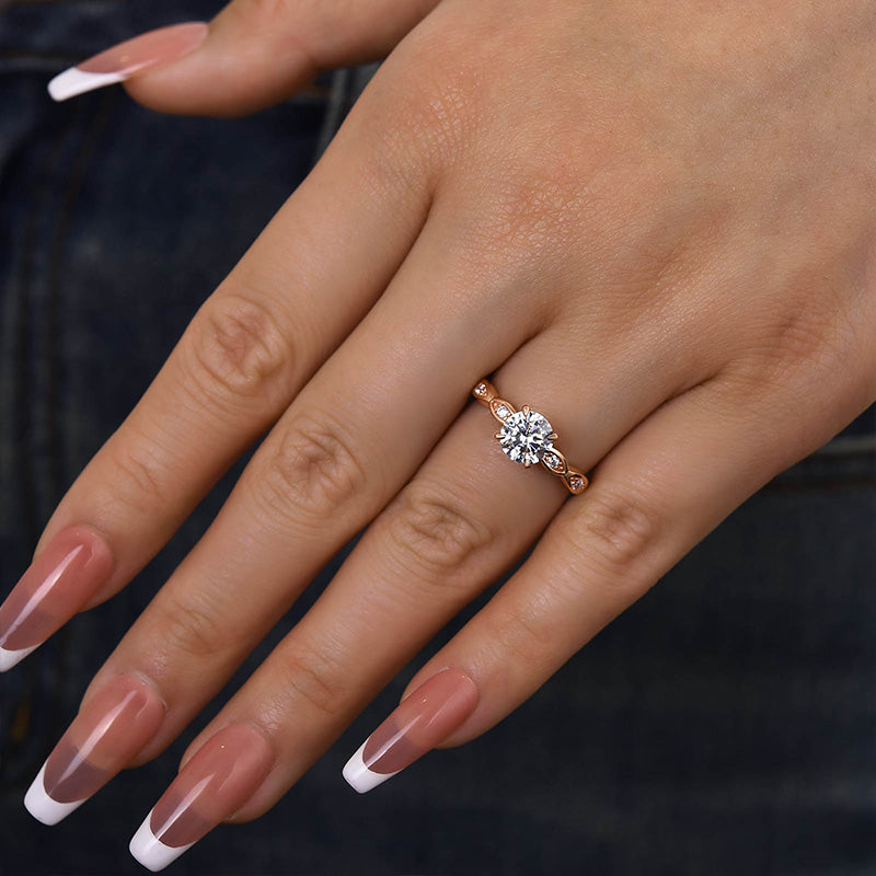 Louily Rose Gold Round Cut Promise Ring - louilyjewelry