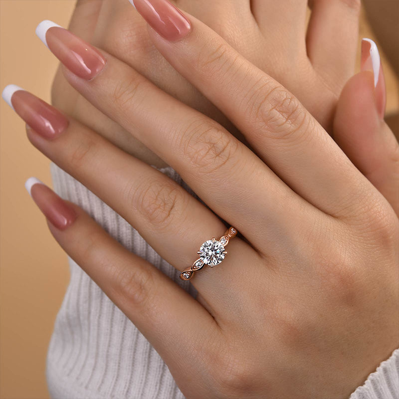 Louily Rose Gold Round Cut Promise Ring - louilyjewelry