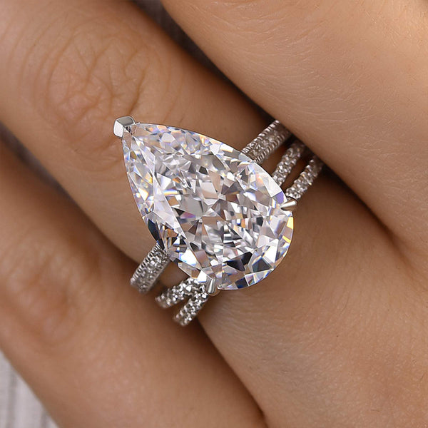 Louily Excellent Crushed Ice Pear Cut Wedding set