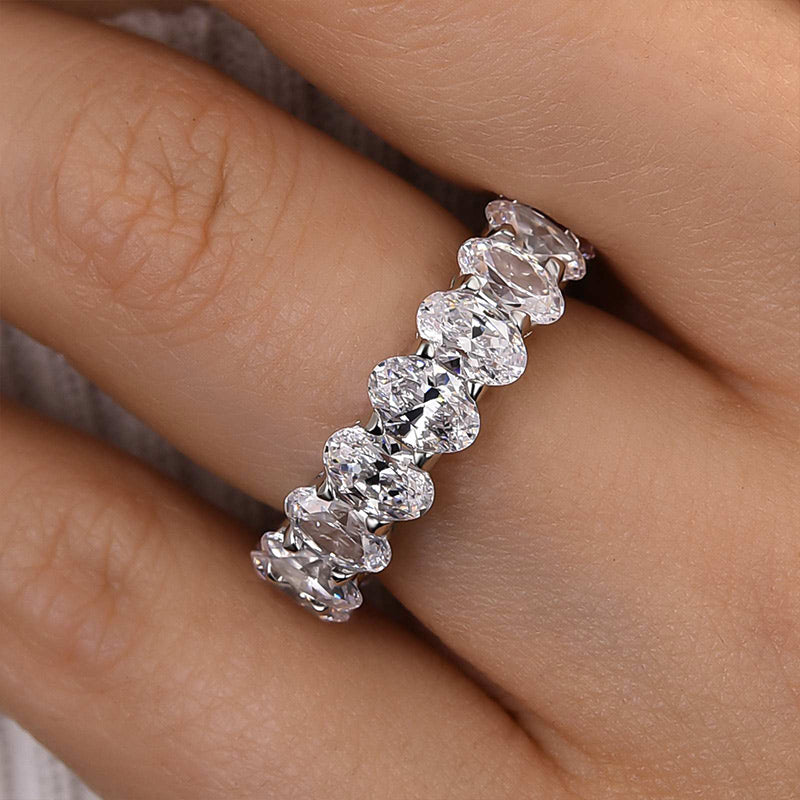 Louily Eternity Oval Cut Wedding Band For Women In Sterling Silver - louilyjewelry