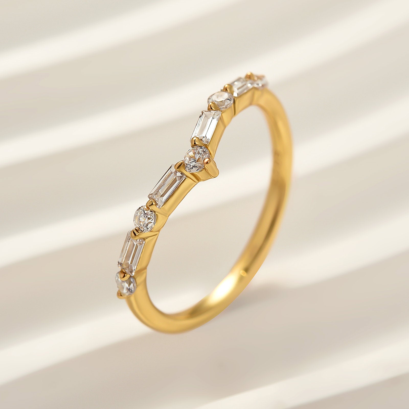 Louily Exclusive V-shaped Design Half Eternity Wedding Band