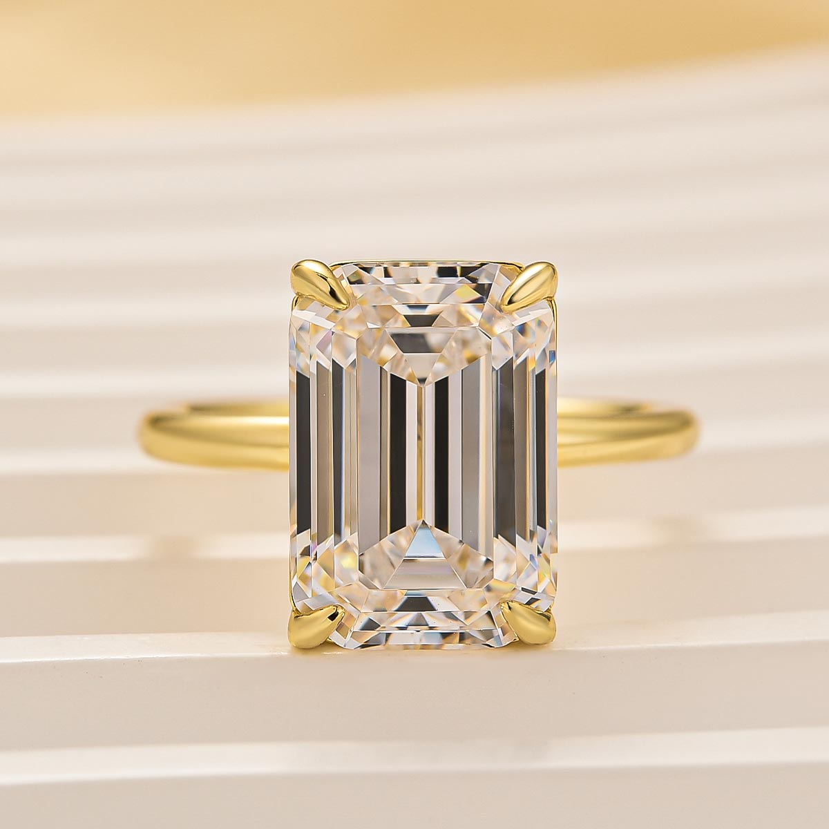 5.0 Carat Yellow Gold Emerald Cut Solitaire Engagement Ring
