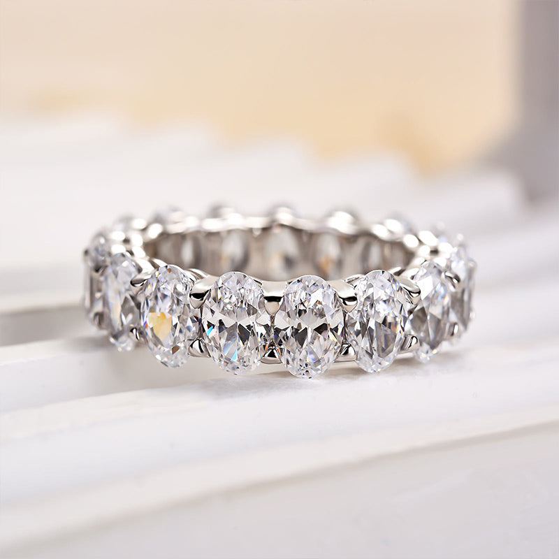 Louily Eternity Oval Cut Wedding Band For Women In Sterling Silver - louilyjewelry