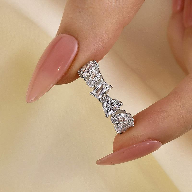 Louily Art Deco White Gold Thin Wedding Band For Women - louilyjewelry