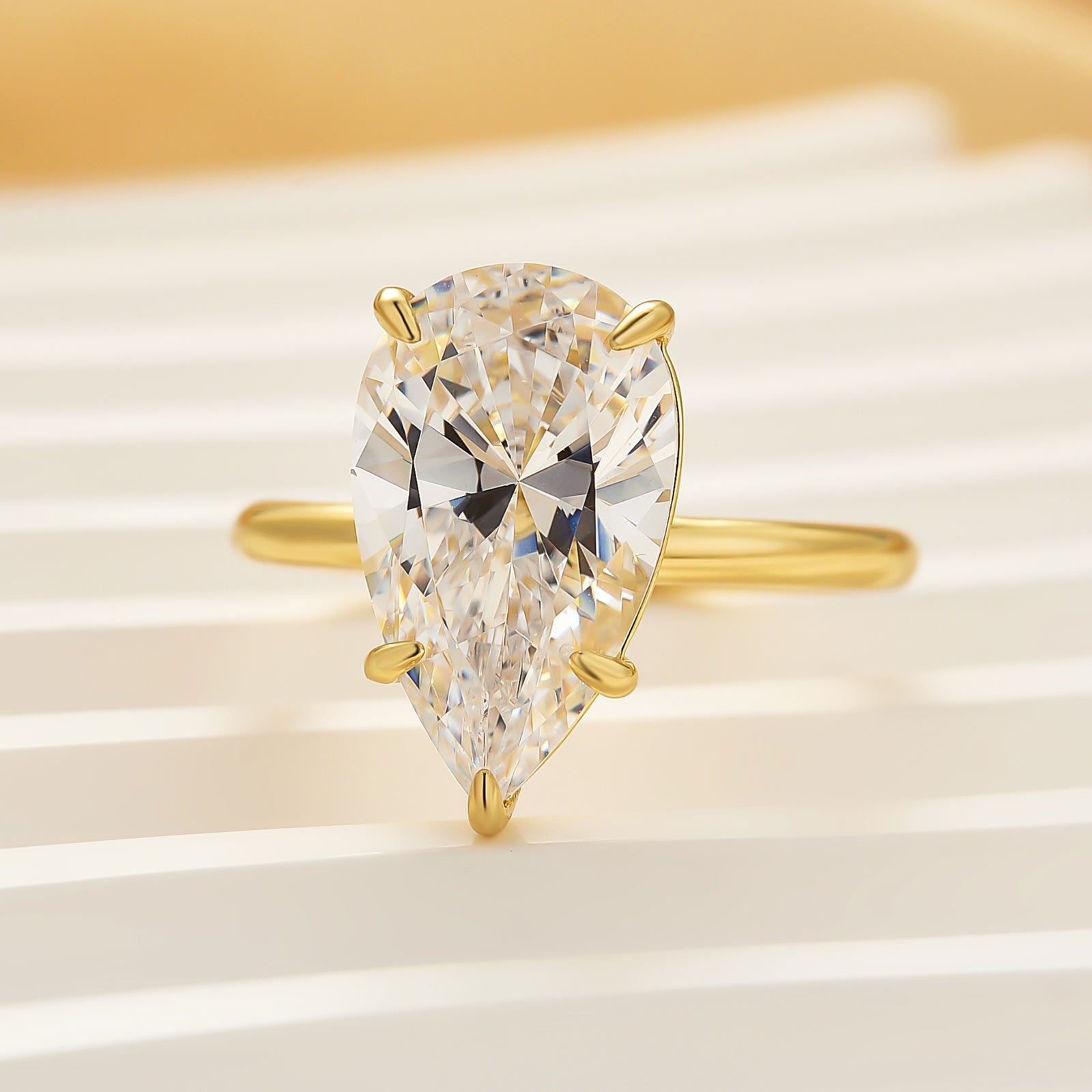 S925 Classic 2.5~4.5 Carat Pear Cut Engagement Ring In Sterling Silver Everyday Wearable Ring