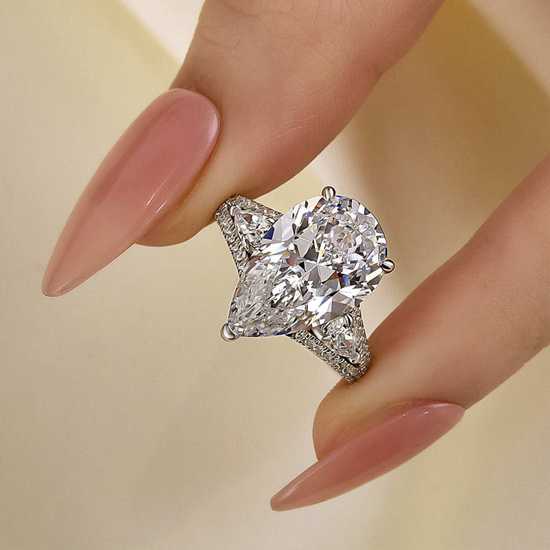 Louily Luxury 5.5Ct Pear Cut Engagement Ring - louilyjewelry