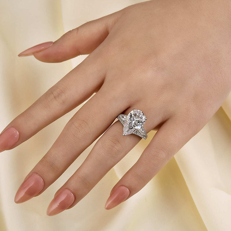 Louily Luxury 5.5Ct Pear Cut Engagement Ring - louilyjewelry