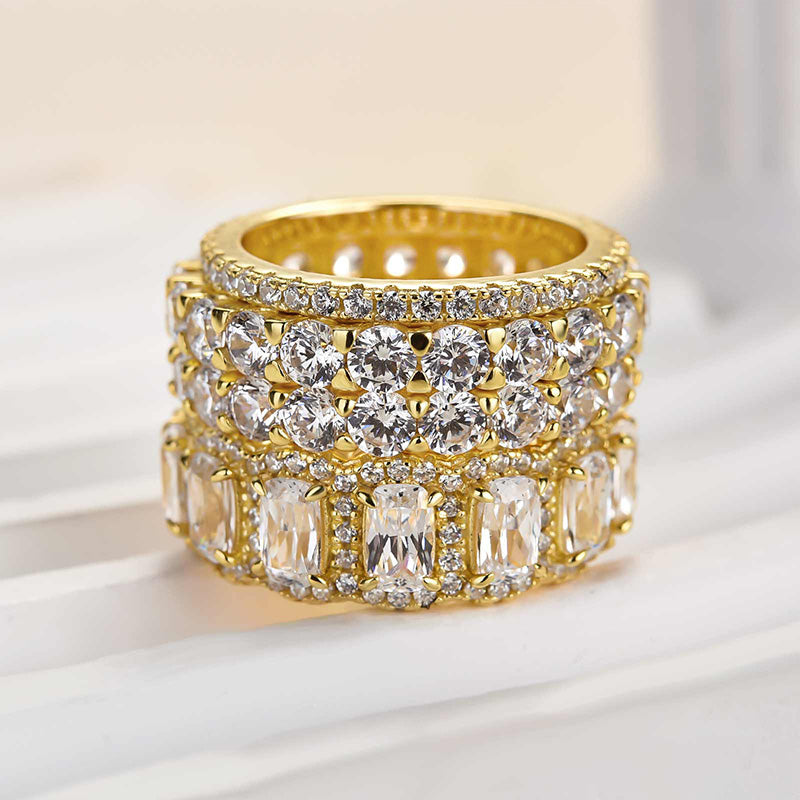 Louily Luxurious Cushion Cut 4PC Wedding Band Set For Women In Sterling Silver - louilyjewelry