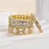 Yellow gold cushion cut stackable bridal ring set