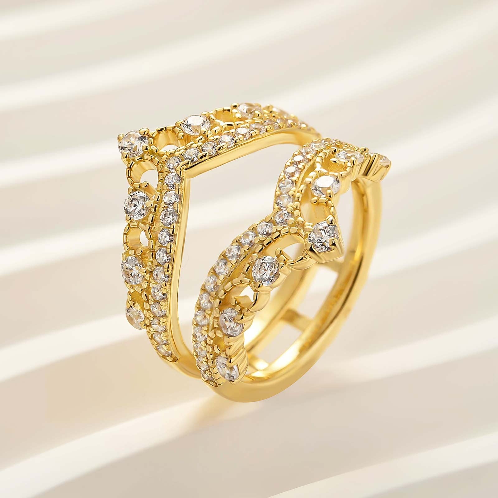 0.8Ct Crown-Shaped Insert Wedding Band Engagement Ring Enhancer