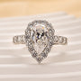 Louily Classic Halo Pear Cut Engagement Ring In Sterling Silver - louilyjewelry