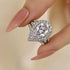 Louily Vintage Split Shank Halo Pear Cut Engagement Ring In Sterling Silver - louilyjewelry