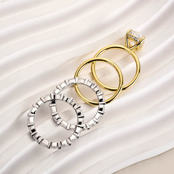 Louily Exquisite Oval Cut 4PC Wedding Set