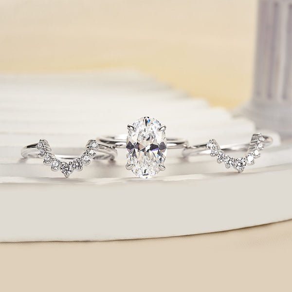 Louily Attractive Oval Cut 3PC Wedding Ring Set