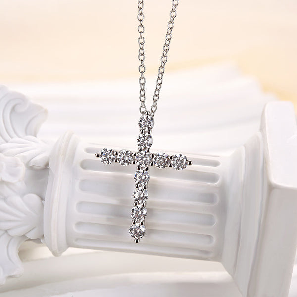 Louily Sterling Silver Fashion Cross pendant Necklace