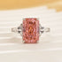 5.0 Carat Pink Radiant Cut Three Stone Engagement Ring With Hidden Halo - louilyjewelry