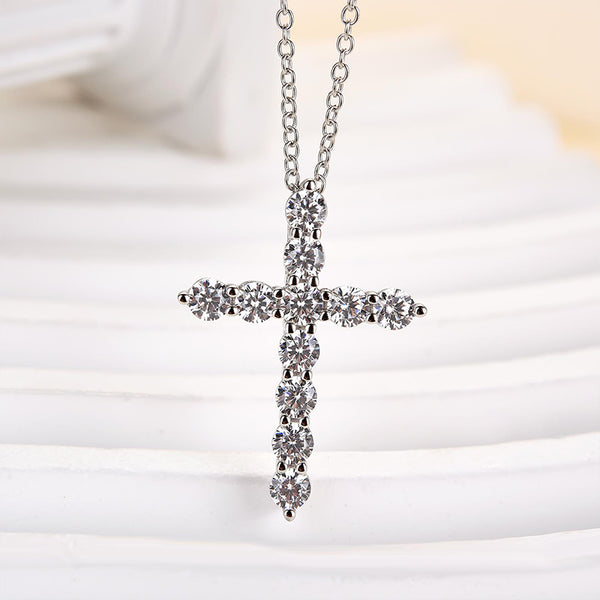 Louily Sterling Silver Fashion Cross pendant Necklace