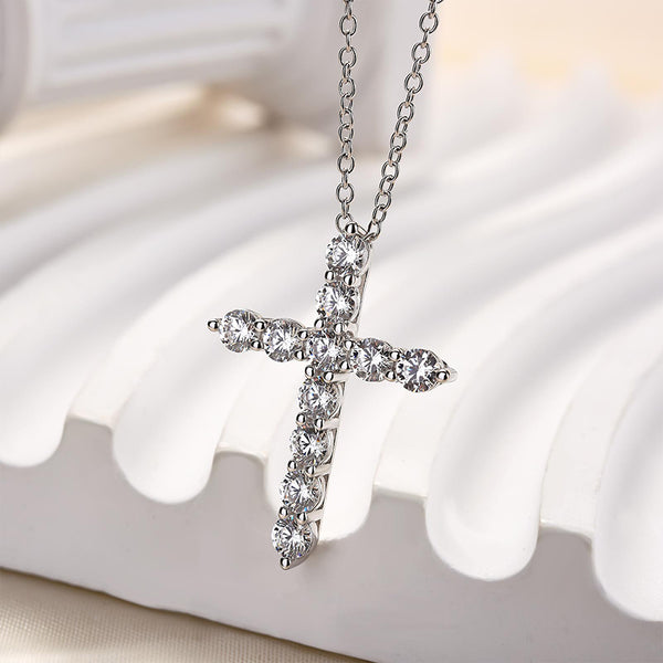 Louily Sterling Silver Fashion Cross pendant Necklace