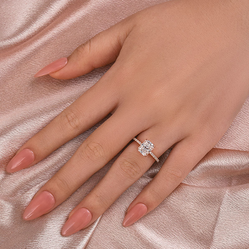 Louily Moissanite 2.0 CT Radiant Cut Engagement Ring In Sterling Silver - louilyjewelry