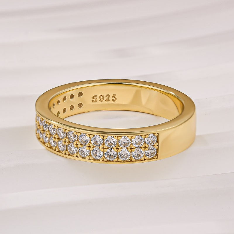 Half 1.0 Ct Round Cut Moissanite Wide Wedding Band In Sterling Silver - louilyjewelry