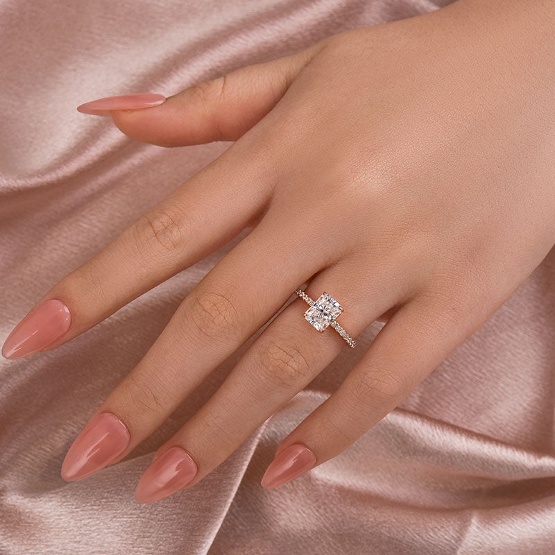 Louily Moissanite 2.0 CT Radiant Cut Engagement Ring In Sterling Silver - louilyjewelry