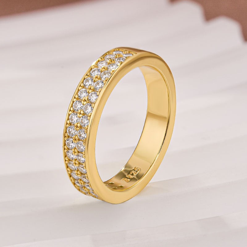 Half 1.0 Ct Round Cut Moissanite Wide Wedding Band In Sterling Silver - louilyjewelry