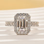 Louily Dainty 2.5Ct Halo Emerald Cut Engagement Ring For Women - louilyjewelry