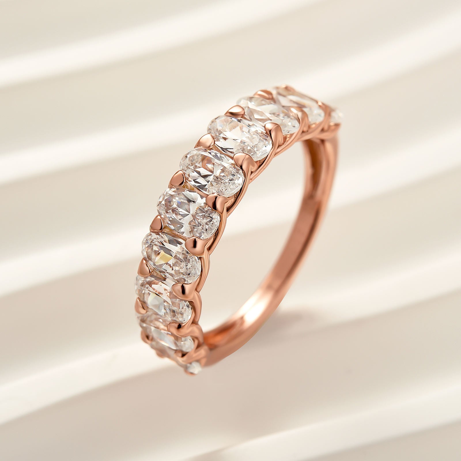 Louily Half Oval Cut Simulated Diamond Wedding Band