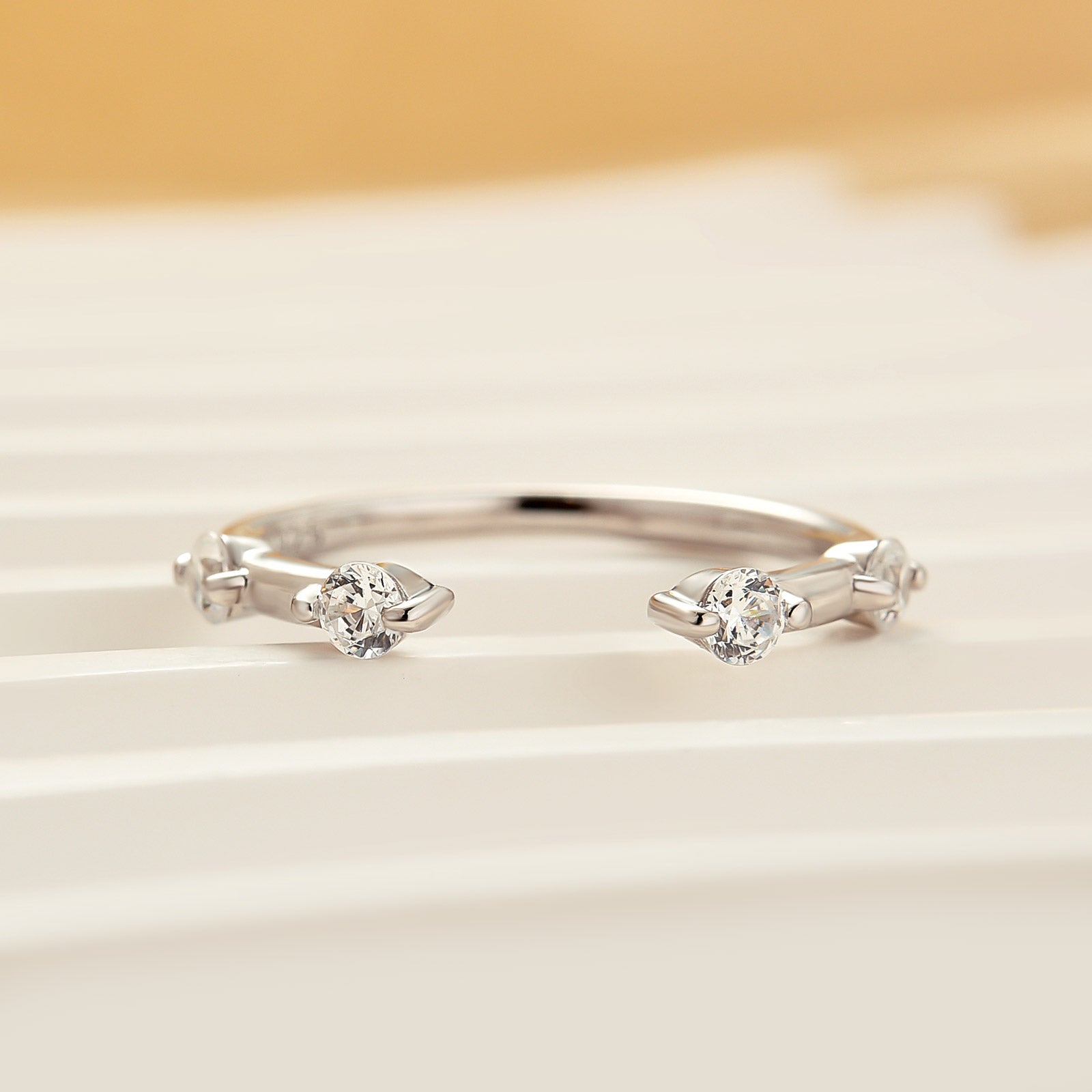 Classic Round Cut Open Wedding Band In Sterling Silver For Women