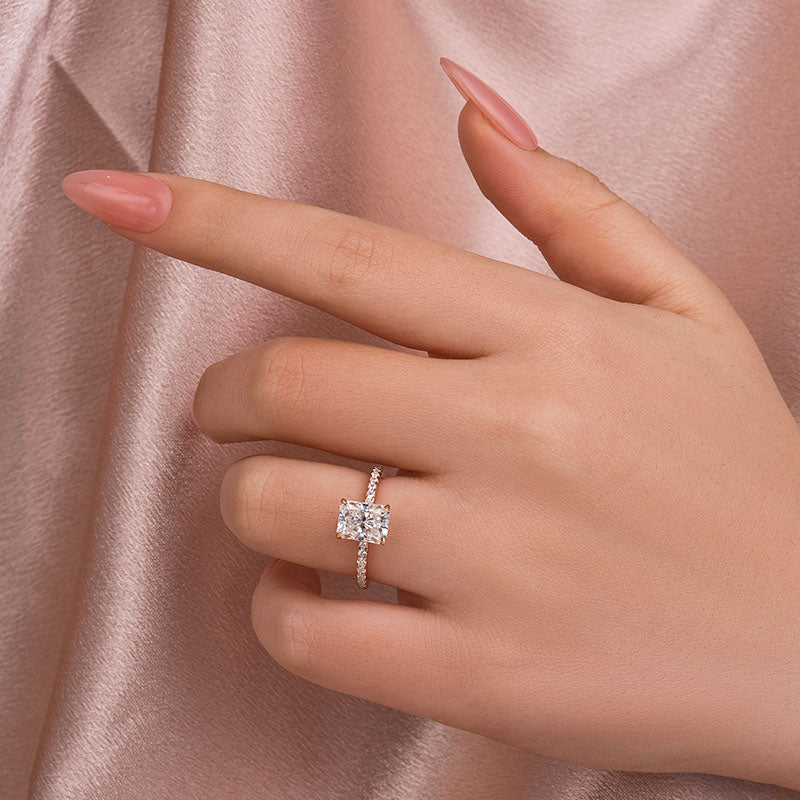 Louily Moissanite 2.0 CT Radiant Cut Engagement Ring In Sterling Silver - louilyjewelry