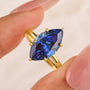 S925 4.0Ct Deep Blue Marquise Cut Solitaire Engagement Ring For Women