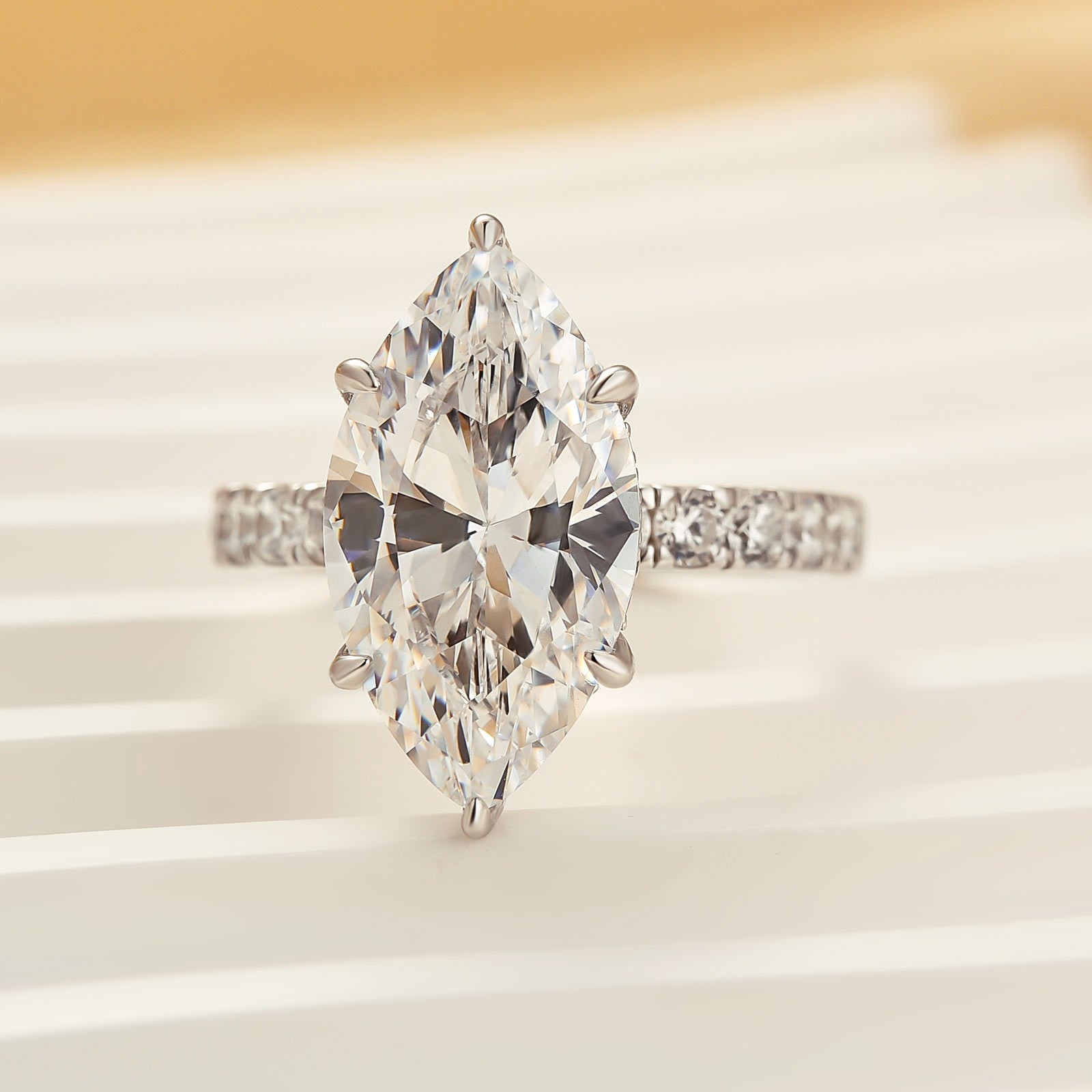 4.5Ct Marquise Cut Engagement Ring Travel Ring In Sterling Silver