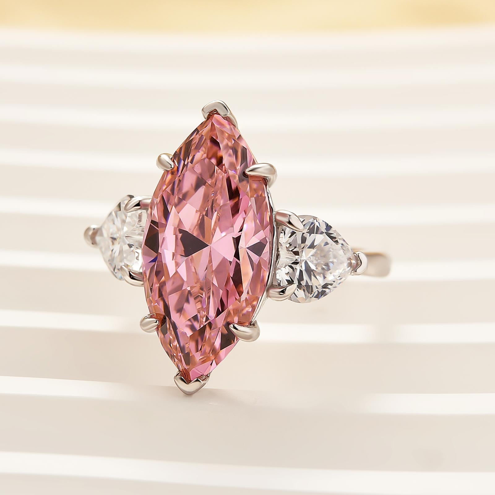 6.0Ct Marquise Cut Three Stone Engagement Ring In Sterling Silver