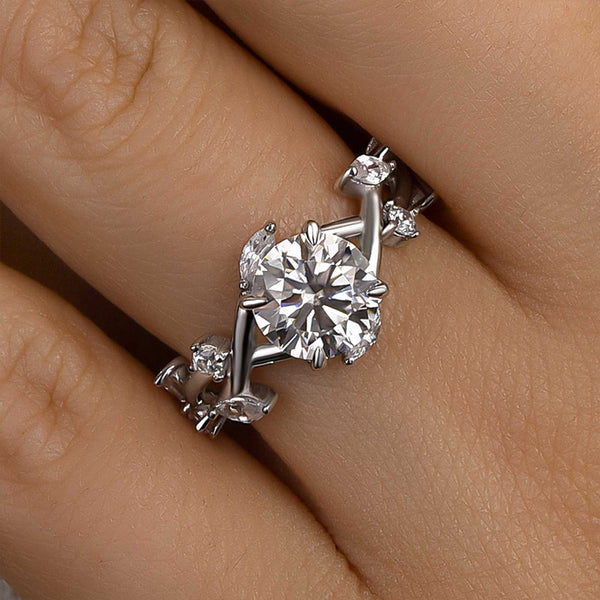 Louily Moissanite 2.0 Carat Vintage Vine Design Engagement Ring