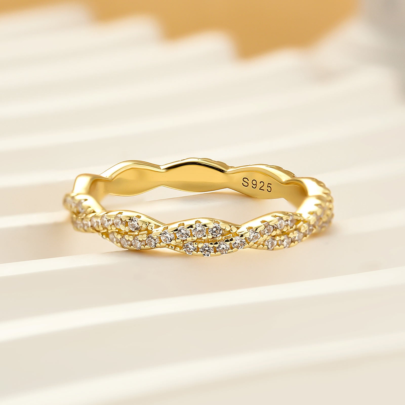 Louily Twist Eternity Pave Wedding Band for Women In Sterling Silver