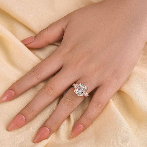 Louily Beautiful Cushion Cut Three Stone Engagement Ring