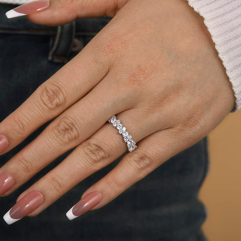 Louily Unique Round Cut Full Wedding Band for Women - louilyjewelry