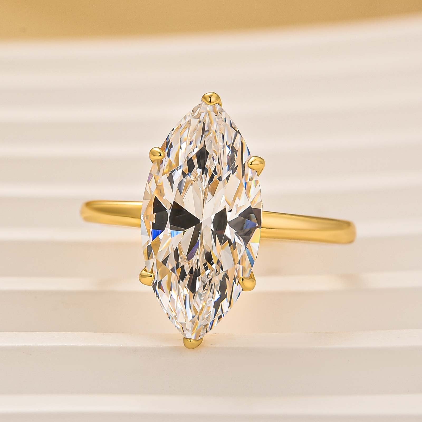 Classic 4.0Ct Marquise Cut Hidden Halo Engagement Ring Travel Ring