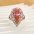 6.5Ct Pear Cut Pink Stone Halo Engagement Ring In Sterling Silver - louilyjewelry
