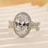8Ct Oval Cut White Stone Split Shank Pavé Halo Engagement Rings - louilyjewelry