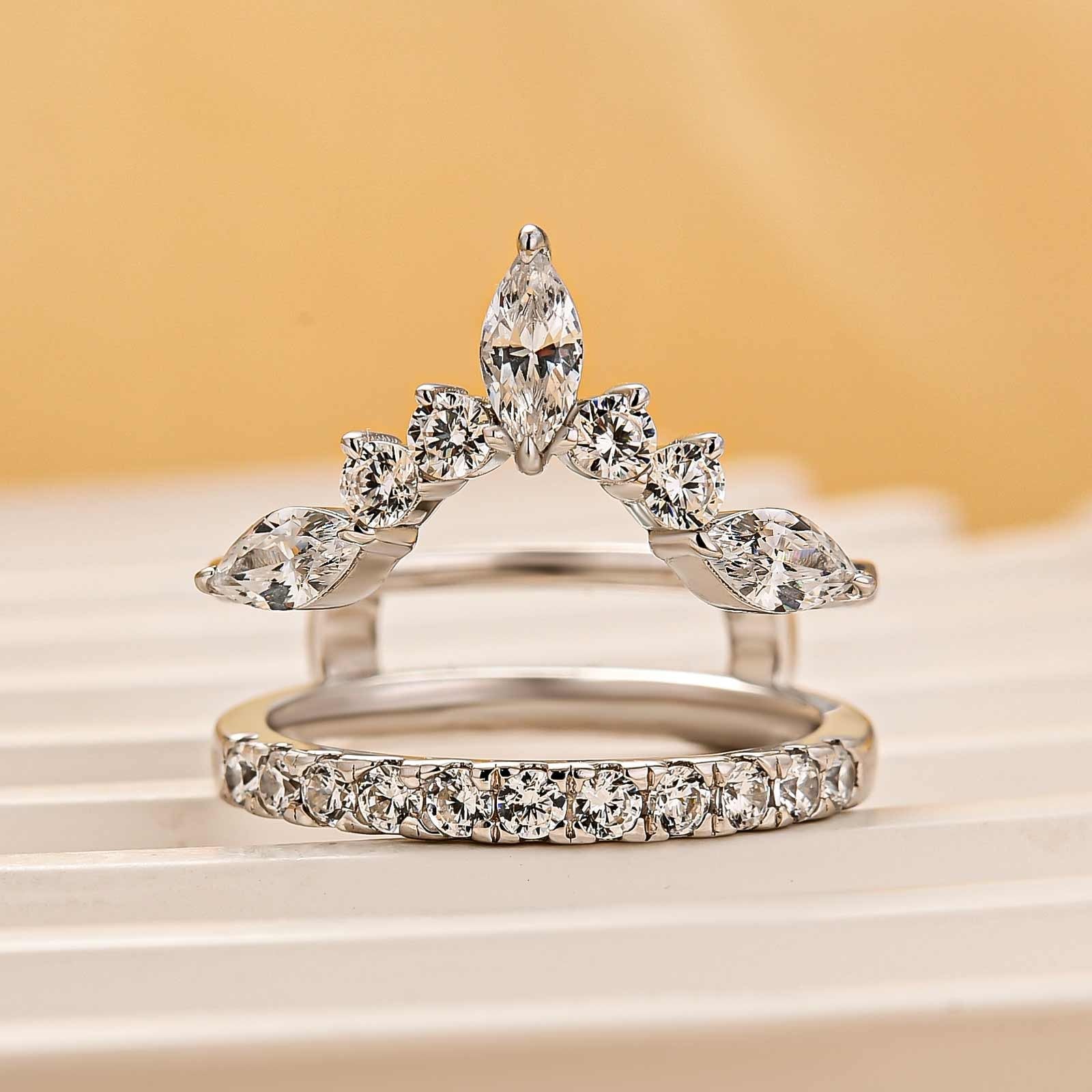 Pavé Full Eternity Marquise Cut & Round Cut Enhancer Wedding Band