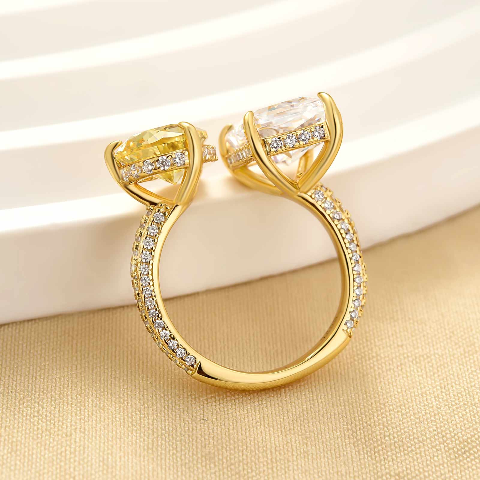 Toi et Moi Pear & Radiant Cut Engagement Ring Travel Ring For Women