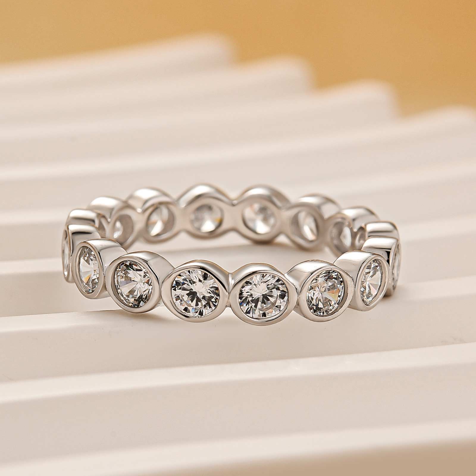 Elegant Round Cut Yellow Gold/white Gold Full Eternity Wedding Band Wedding Band