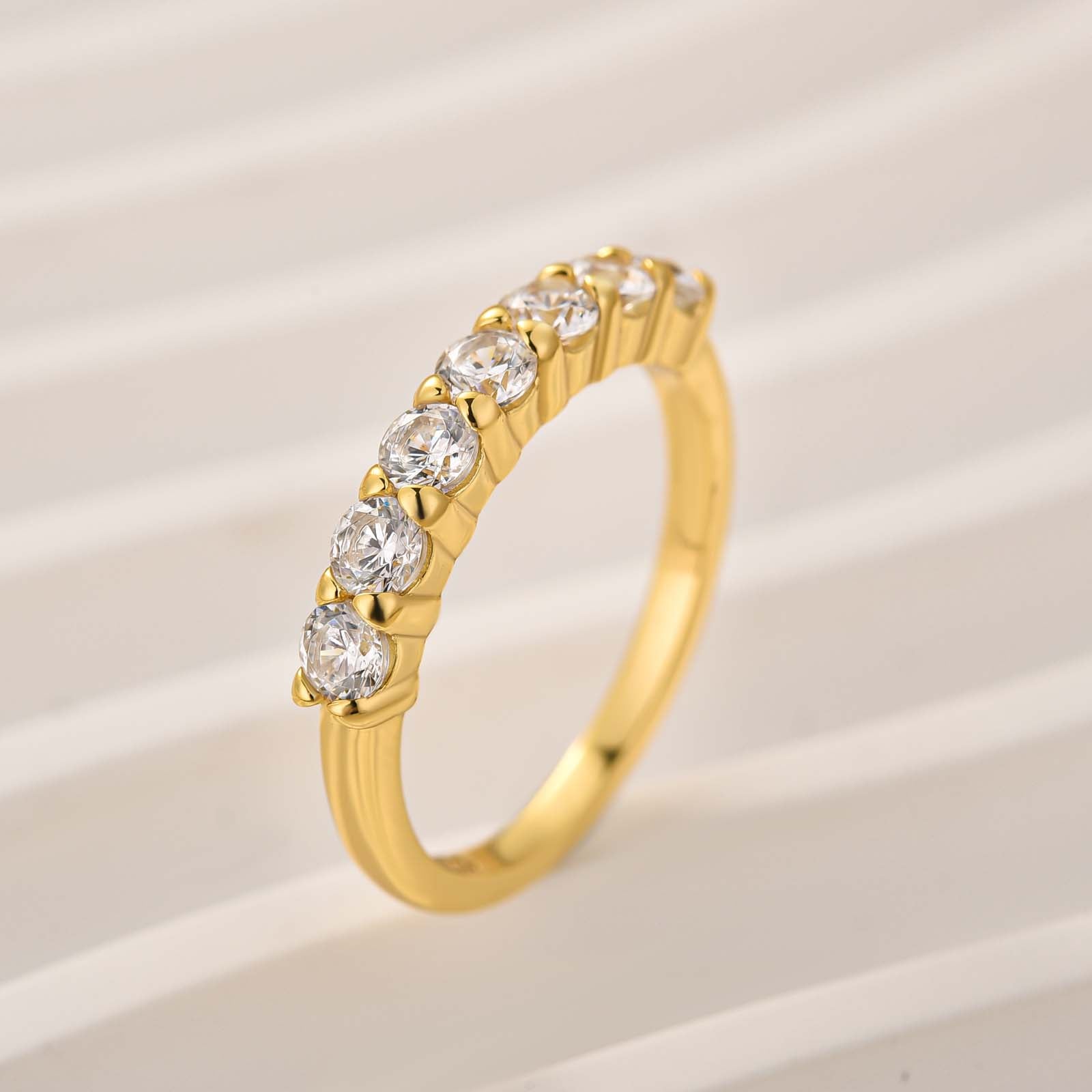 Classic 0.7Ct Round Cut Half Eternity Stackable Everyday Wearable Wedding Band In Sterling Silver