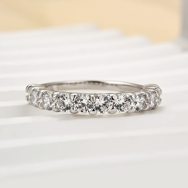 Louily Classic Half Eternity Round Cut Wedding Band